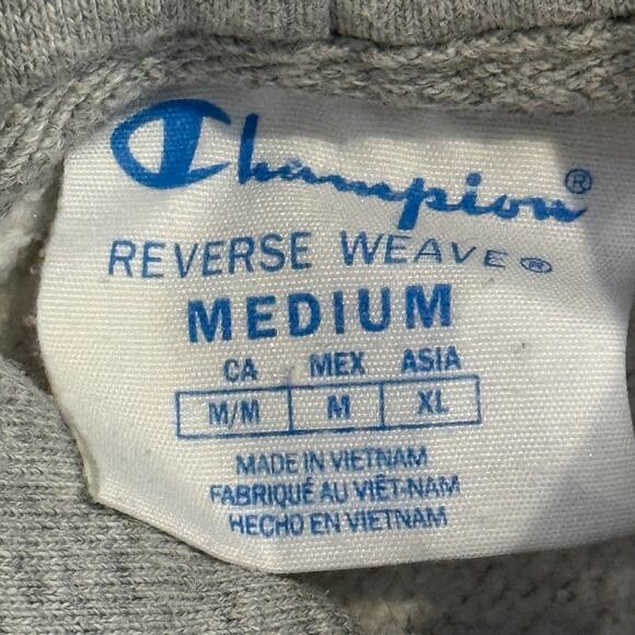 Vtg Champion Reverse Weave Womens Sweatshirt Gray Double Snap Collar Hooded M - Picture 2 of 12